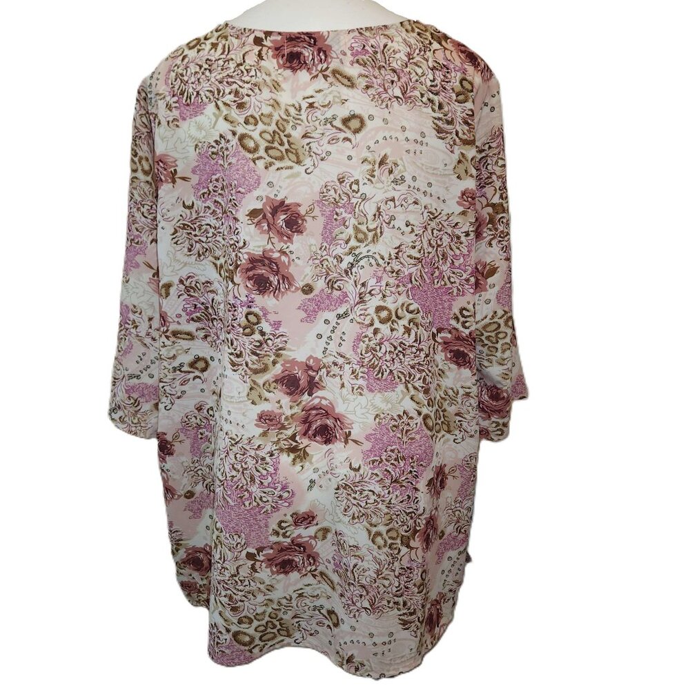 ❤️ 4/$20 Denim 24/7 top Women's 26W floral embellished blouse embroidery beaded - Picture 14 of 16